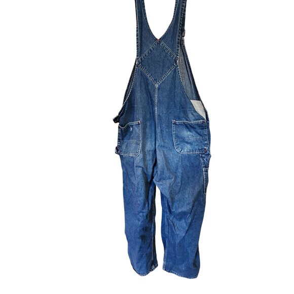 Vintage Distressed Blue Denim Overalls Workwear Carpenter Style 40 x 30 - Picture 2 of 5